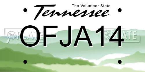 OFJA14 Tennessee License Plate