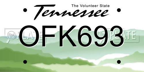OFK693 Tennessee License Plate