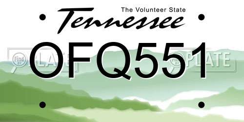 OFQ551 Tennessee License Plate