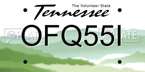 OFQ55I Tennessee License Plate