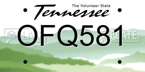 OFQ581 Tennessee License Plate