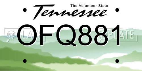 OFQ881 Tennessee License Plate