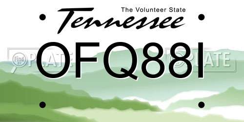 OFQ88I Tennessee License Plate
