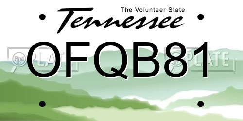 OFQB81 Tennessee License Plate