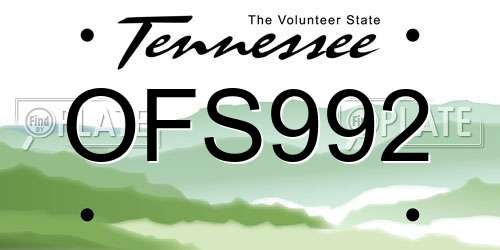 OFS992 Tennessee License Plate