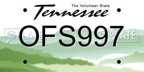 OFS997 Tennessee License Plate