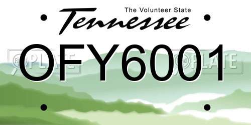OFY6001 Tennessee License Plate