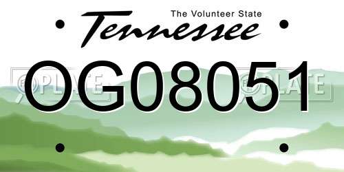 OG08051 Tennessee License Plate