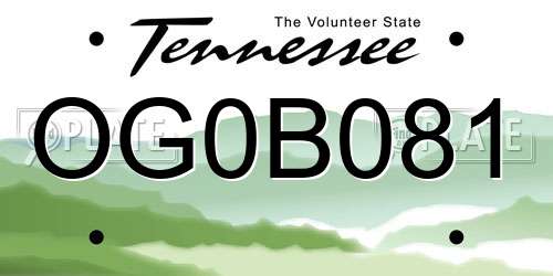 OG0B081 Tennessee License Plate