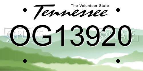 OG13920 Tennessee License Plate