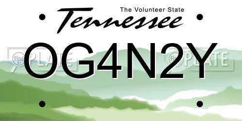 OG4N2Y Tennessee License Plate