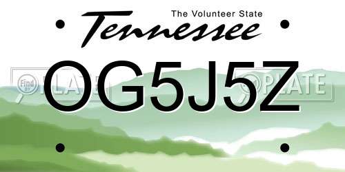 OG5J5Z Tennessee License Plate