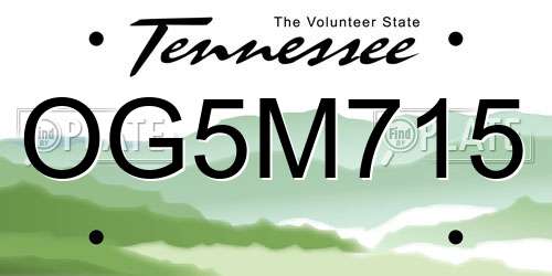 OG5M715 Tennessee License Plate