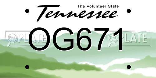 OG671 Tennessee License Plate