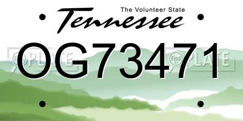 OG73471 Tennessee License Plate