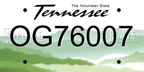 OG76007 Tennessee License Plate