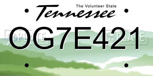 OG7E421 Tennessee License Plate