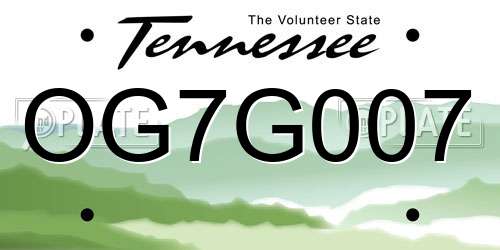 OG7G007 Tennessee License Plate