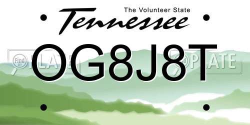 OG8J8T Tennessee License Plate