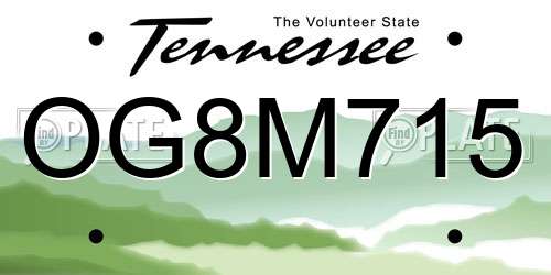 OG8M715 Tennessee License Plate