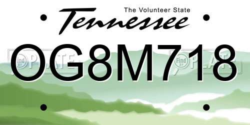 OG8M718 Tennessee License Plate