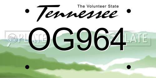 OG964 Tennessee License Plate