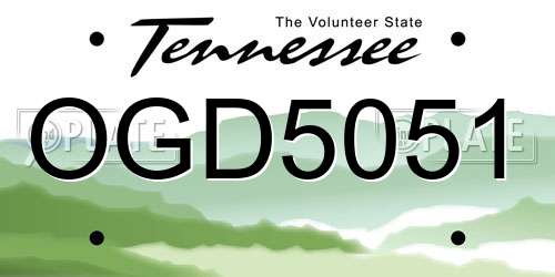 OGD5051 Tennessee License Plate