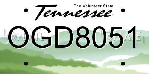 OGD8051 Tennessee License Plate