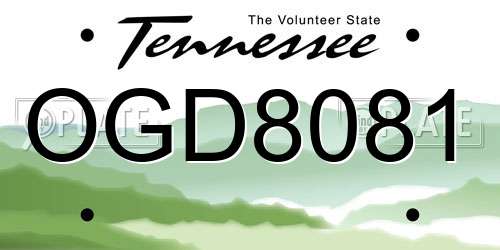 OGD8081 Tennessee License Plate
