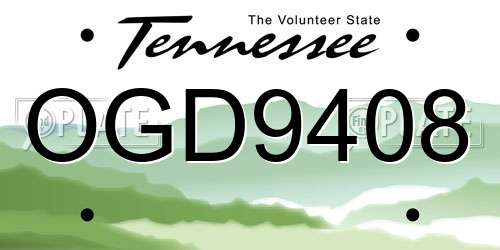 OGD9408 Tennessee License Plate