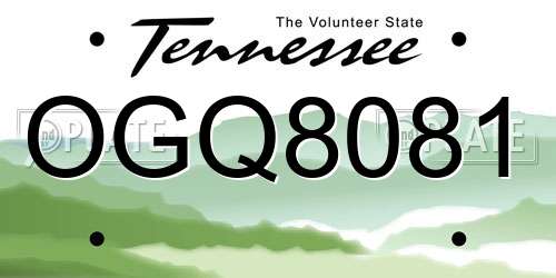 OGQ8081 Tennessee License Plate