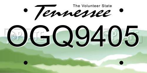 OGQ9405 Tennessee License Plate