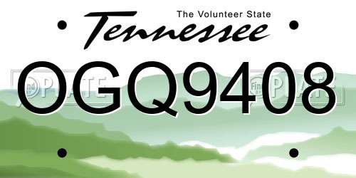 OGQ9408 Tennessee License Plate