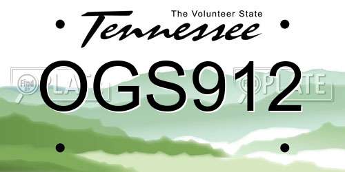 OGS912 Tennessee License Plate