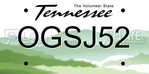 OGSJ52 Tennessee License Plate