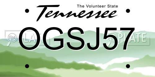 OGSJ57 Tennessee License Plate