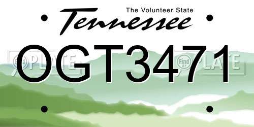 OGT3471 Tennessee License Plate