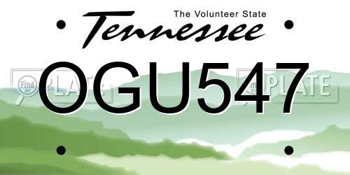 OGU547 Tennessee License Plate