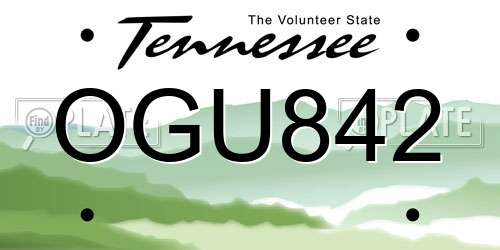 OGU842 Tennessee License Plate