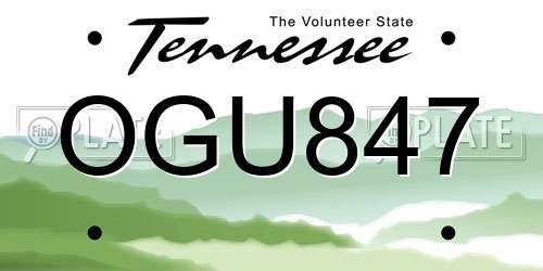 OGU847 Tennessee License Plate