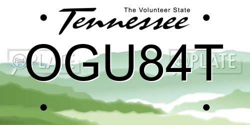 OGU84T Tennessee License Plate