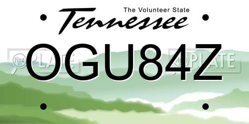 OGU84Z Tennessee License Plate