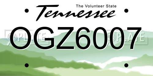 OGZ6007 Tennessee License Plate