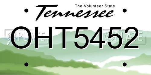 OHT5452 Tennessee License Plate