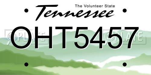 OHT5457 Tennessee License Plate