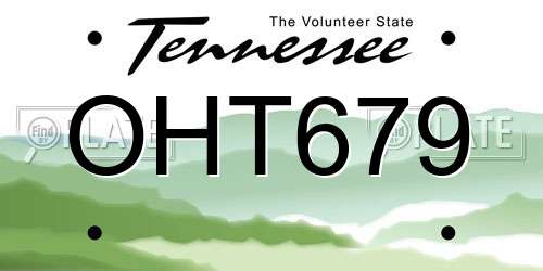 OHT679 Tennessee License Plate