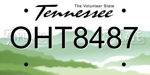 OHT8487 Tennessee License Plate