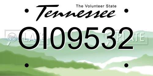 OI09532 Tennessee License Plate