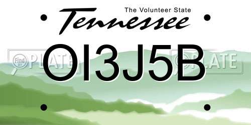 OI3J5B Tennessee License Plate