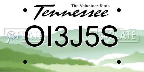OI3J5S Tennessee License Plate